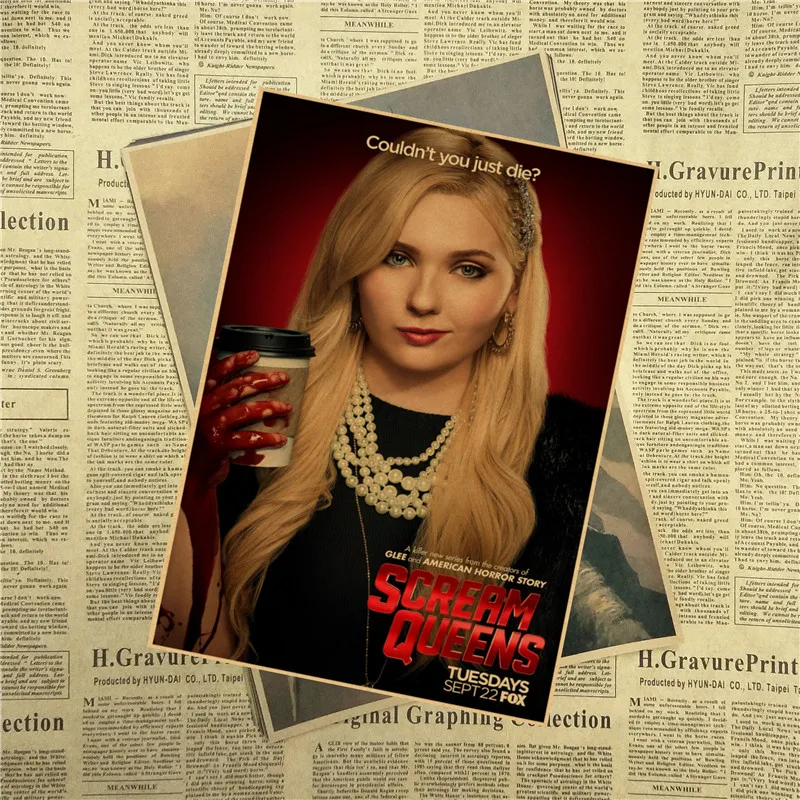 Винтажный постер из крафт бумаги Scream queens часть 1 коричневый для кафе гостиной 42x30