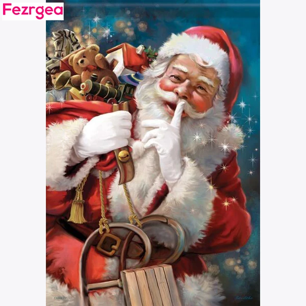 

5D DIY Diamond Painting Santa Claus Full Drill Round Rhinestone cross stitch kits Handmade Embroider Crafts for Child Xmas Decor