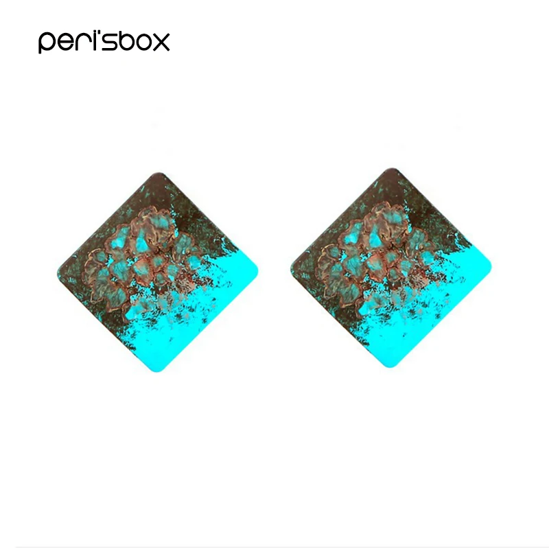 

Peri'sBox Simple Geometric Square Shaped Stud Earrings for Women Creative Graffiti Earrings Studs Minimalist Painted Earrings