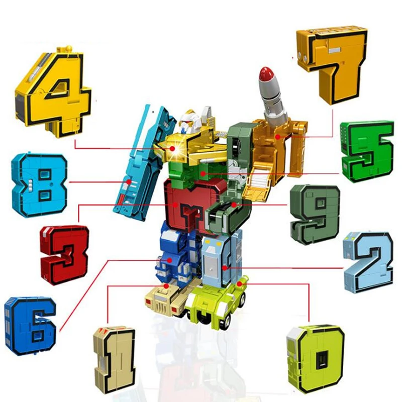 10 Stuks Creative Blokken Assembleren Educatief Blokken Action Figure Nummer Robot Vervorming Robot Speelgoed Kinderen|null| - AliExpress