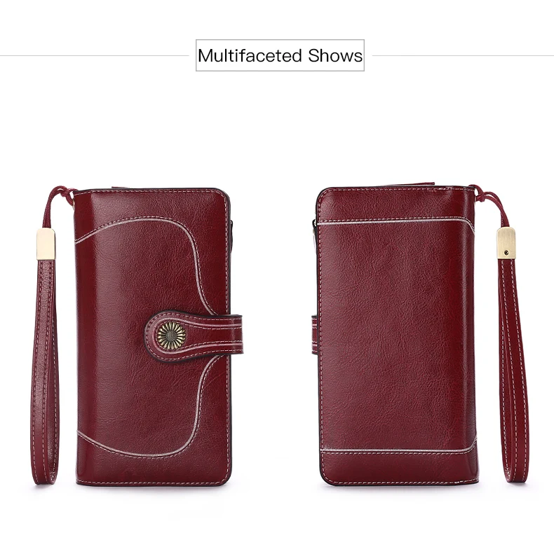 Large Capacity Split Leather Card Holder Quality Wallet Long Women Wallet Zipper Clutch Casual Zipper Retro Purse Women