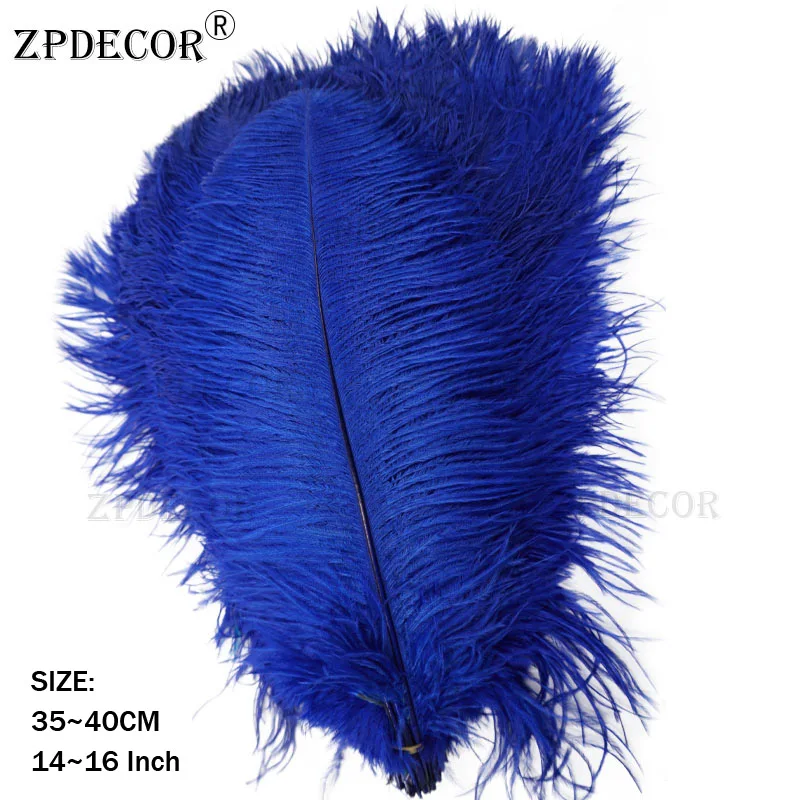 ZPDECOR страусиные перья 35-40 см для рукоделия, товары для свадебной вечеринки, карнавальные украшения для танцоров - Цвет: Королевский синий