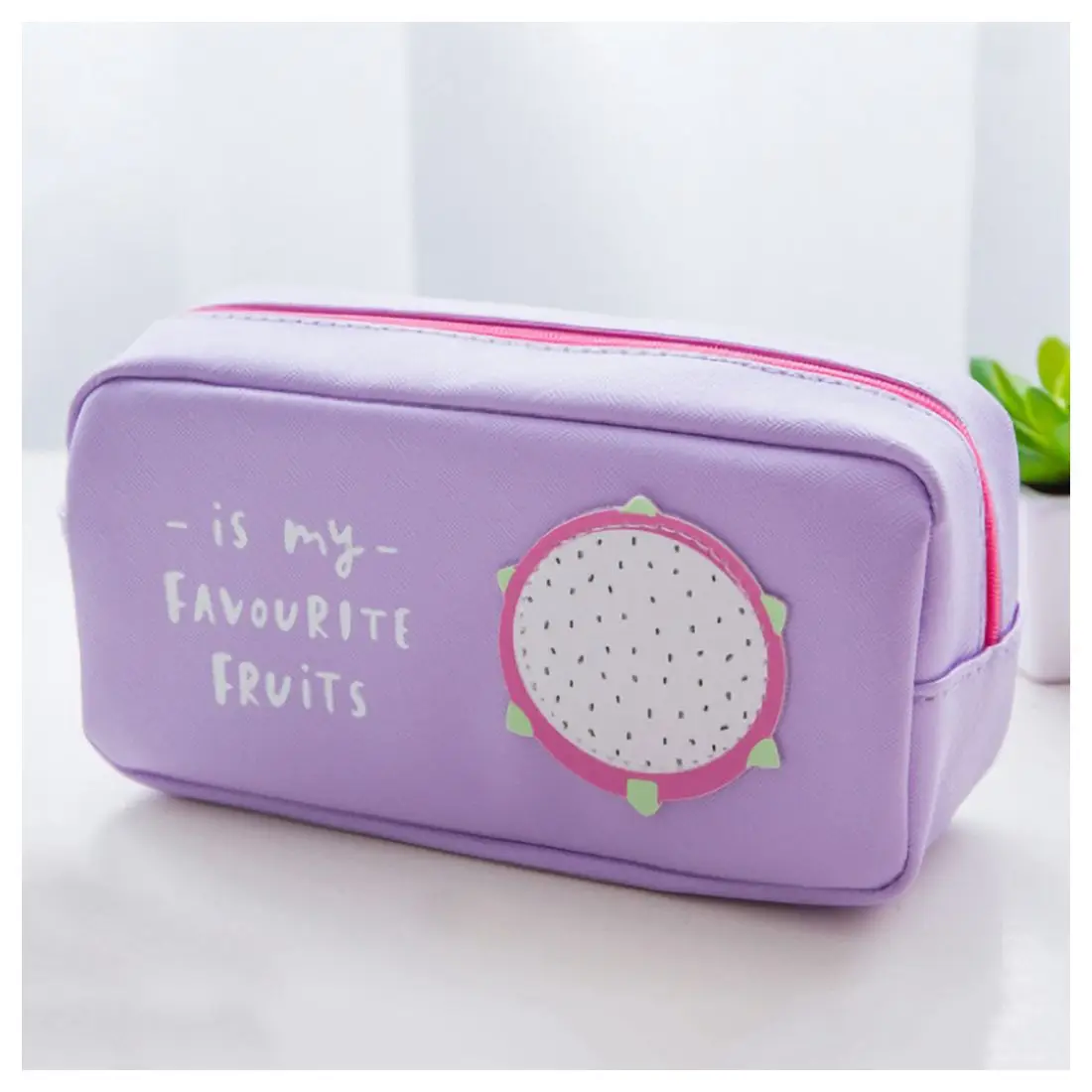 

PU Leather Student Kids School Pencil Bag Pen Case Stationery Bag Large Capacity Purple Mini Zipper Bag Pen Case