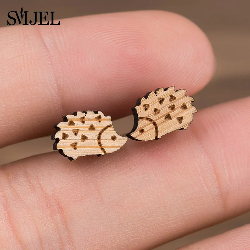 Женские серьги гвоздики SMJEL милые в виде животных из искусственной кожи