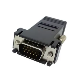 

NGFF 2pcs/lot 15pin VGA RGB Male Extender to LAN Cat5e CAT5 RJ45 Ethernet Female Adapter Black