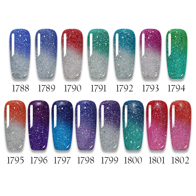 LEMOOC 8 ملليلتر الحرارية قوس قزح مسمار هلام البولندية وميض الثلاثية الأبعاد هلام الورنيش درجة الحرارة تغيير لون نقع قبالة الأشعة فوق البنفسجية...