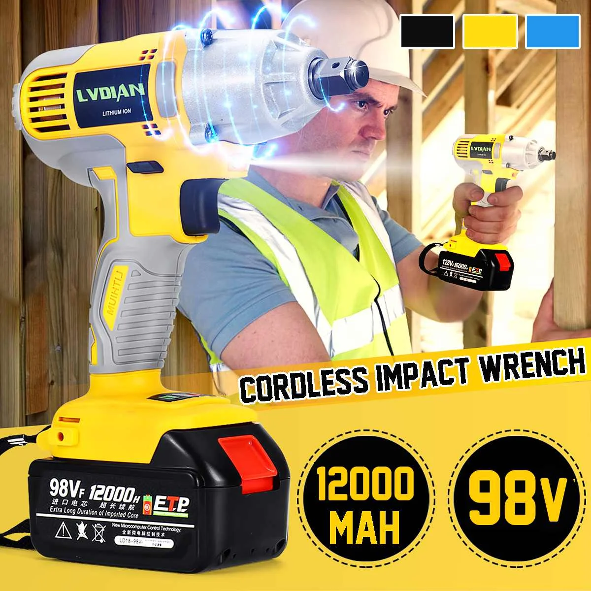 

doersupp Cordless Electric 1/2 Impact Brushless Wrench Waterproof 330Nm Torque 12000mah 21V Driver Hand Drill Power Tools