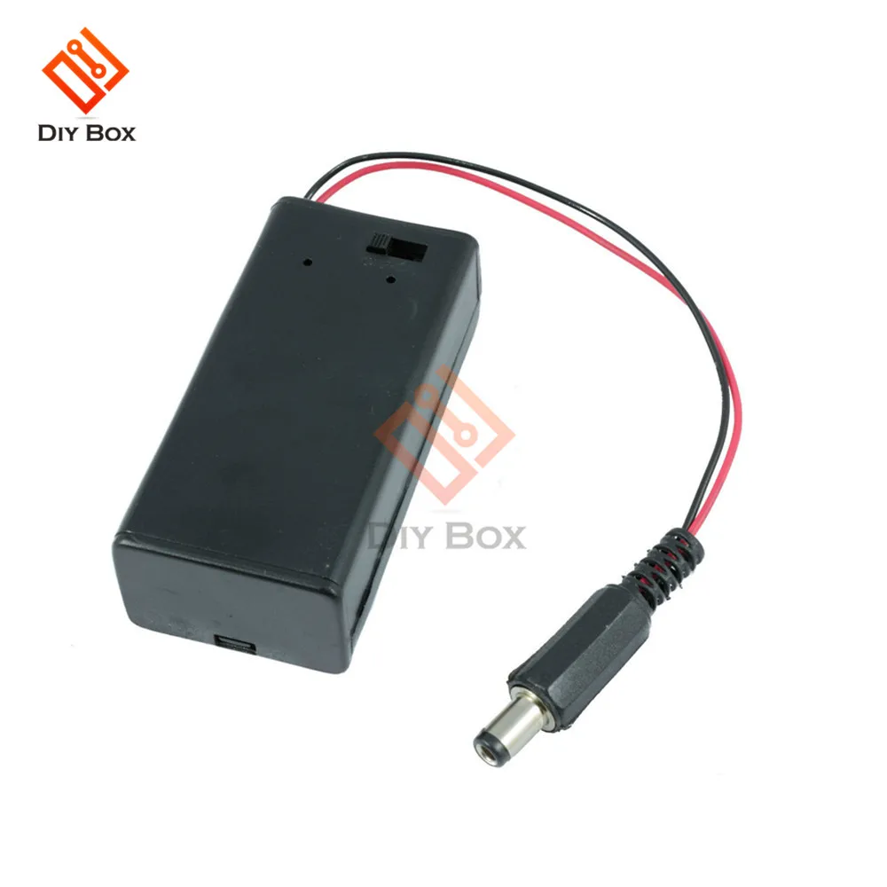 

DC 9V PP3 Battery Holder Box Case Wire Lead ON/OFF Switch Cover with 2.1mm Plug