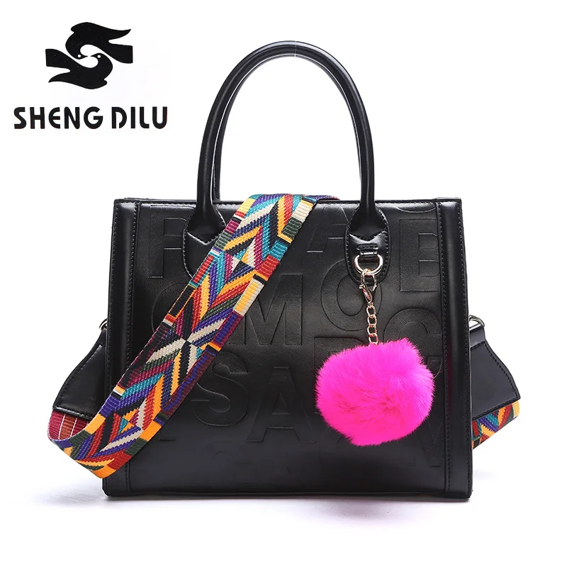 

Shengdilu Real Genuine Leather bag Women Handbag Tote Bag Ladies Style Women messenger bags with Letters famous designer brand
