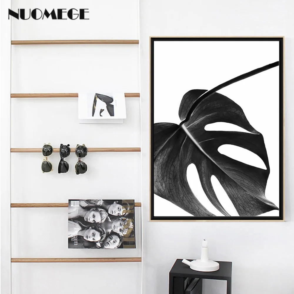 Black White Horse Flower Wall Art Canvas Poster Print Nordic Style