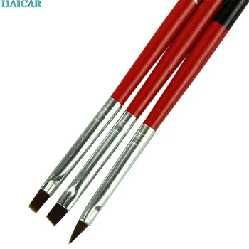 

3pcs/set Nail Art Brushes Set Nail art Tools Painting Pen for false nail tips nail gel polish Red Soft Pen