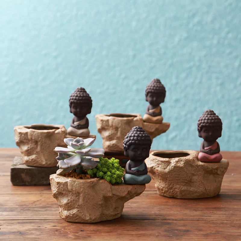 

Buddha Ceramic Vase Flower Pots Planters Home Decorative Flower Vases Purple Clay Porcelain Planter