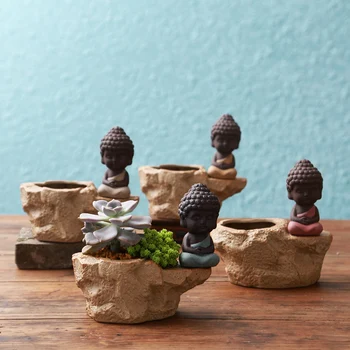 

Buddha Ceramic Vase Flower Pots Planters Home Decorative Flower Vases Purple Clay Porcelain Planter