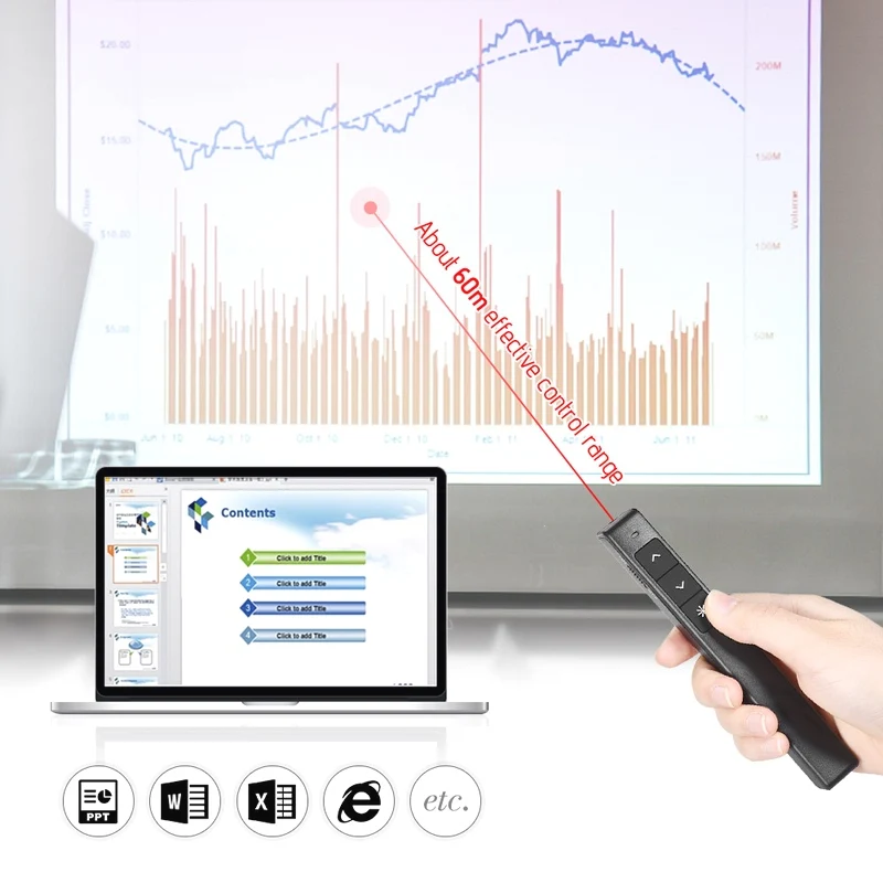 PPT красная лазерная указка с пультом дистанционного управления, 2,4G USB Презентер ручка для power point, microsoft office, Prezi, Keynote