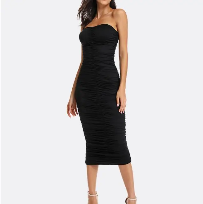 

Summer Women Pencil Dress strapless bodycon sexy club party ankle length beach midi dress casual party vestidos dresses 20