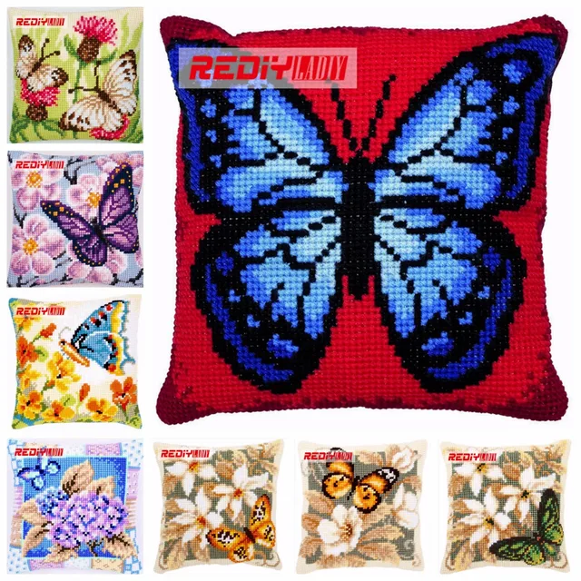 LADIY Cross Stitch Patterns BUTTERFLY Cushion Cover DMC Counted Cross