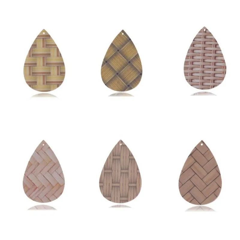 2pcs/lot New Fashion Bamboo PU Leather Teardrop Charms Connectors For DIY Earrings Pendant Jewelry Making Handmade Accessories | Украшения