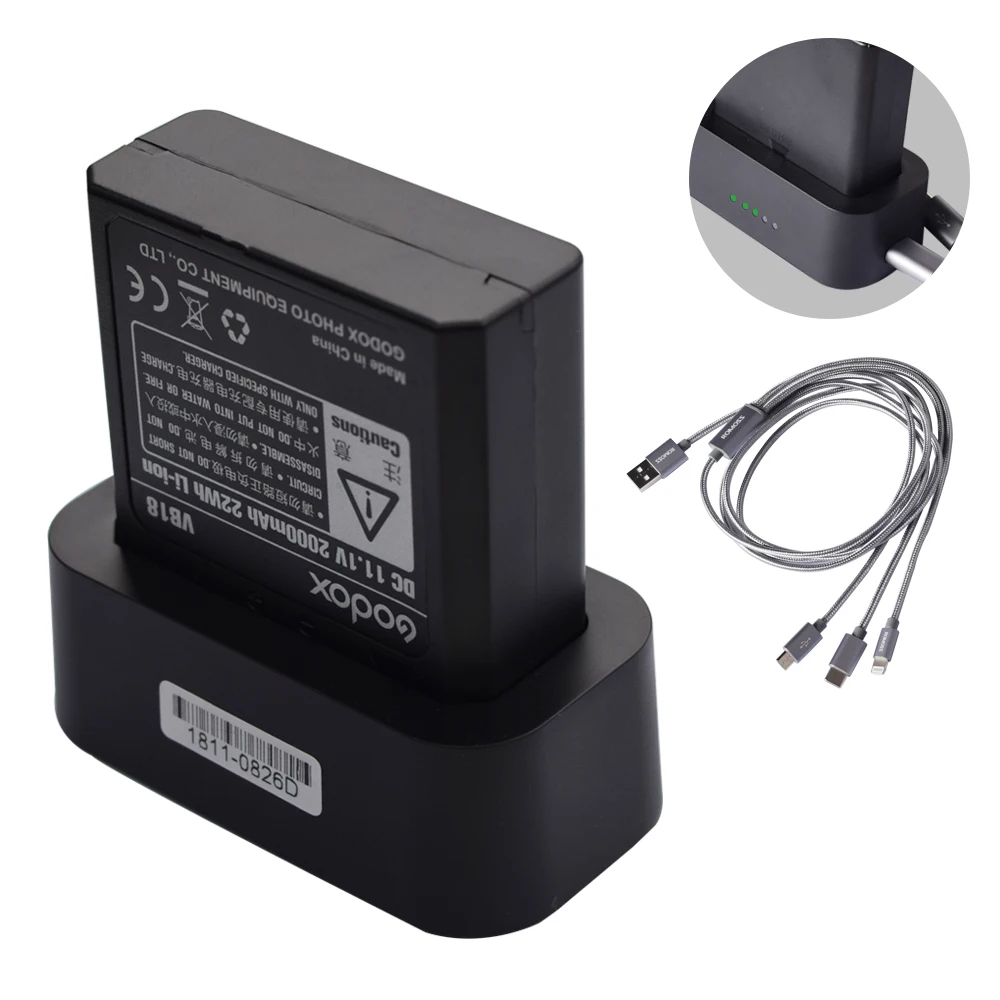 

Godox VB18 Li-ion Battery + UC18 Charger + Charging Cable KIT for V860II