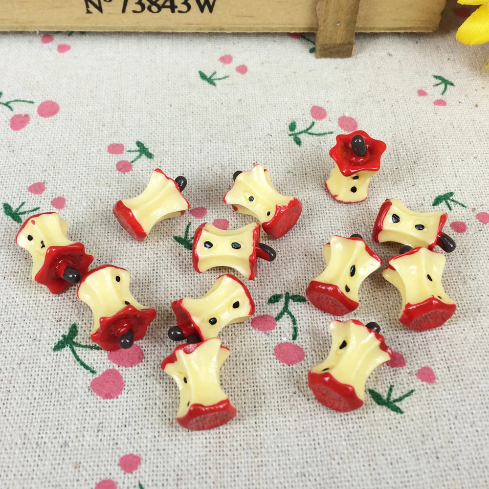 

10Pieces Resin Artificial Fake Miniature Food Red Apple Core Kawaii DIY Embellishment Accessories Scrapbooking Craft:12*16mm