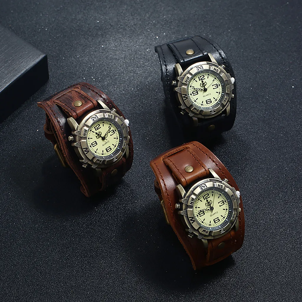 

OTOKY Watch Men Watch Punk Retro Simple 2019 Fashion Men Wristwatch Clock Reloj Hombre Pin Buckle Strap Leather Watch 19April15