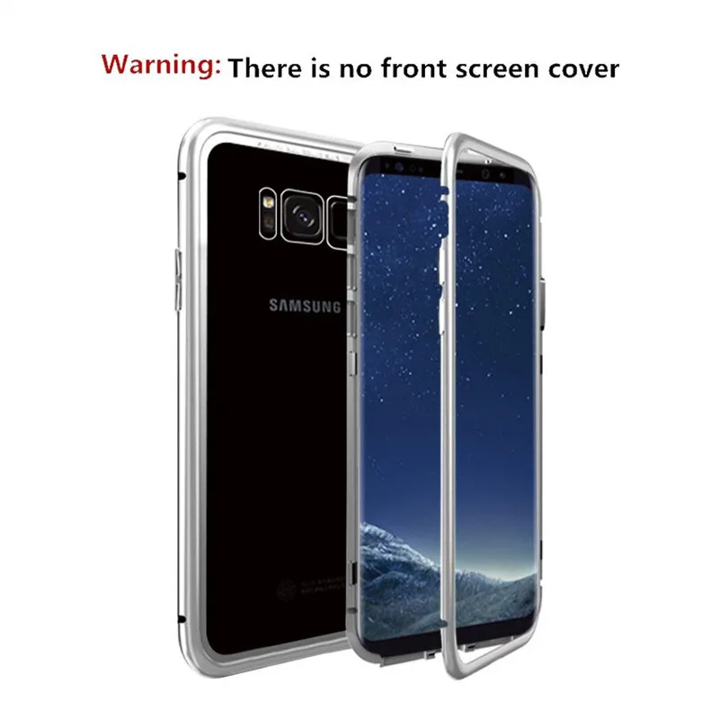Magnetic Adsorption Flip Phone Case for Samsung Galaxy S8 S9 Plus Note 8 S7 Edge Luxury Magnet Metal Tempered Glass Back Cover | Мобильные