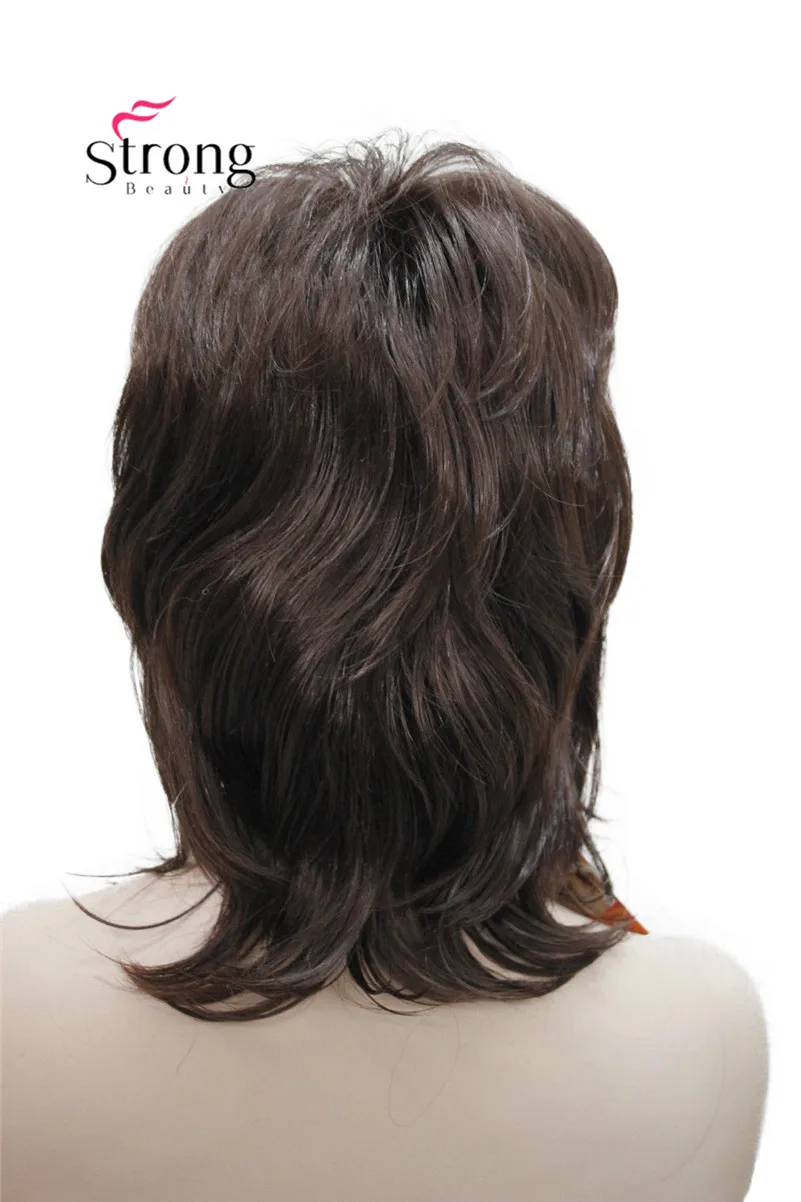 E-3008 #33 elegant medium length dark auburn layered 15 long natural wavy synthetic wig (3)