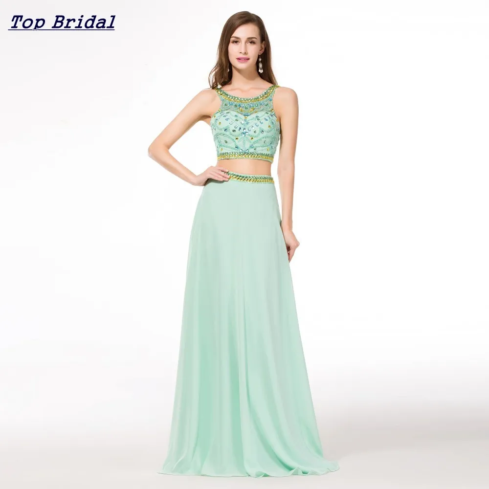 Backless Mint Prom Dresses