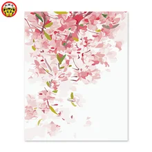 Diy живопись масляными красками по цифровому изображению по номерам рисунок картина ручной работы декоративные картины на стену розовый цветок вишни
