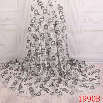 

Fashion African Lace Fabric 3d French Party Lace Fabric 5yards French Lace Fabrics 2018 African Tulle Lace Fabric PGC1990B-1
