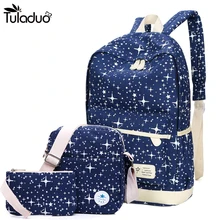 2018 New Preppy Style Canvas Backpack School Bags For Teenagers Girl Student Bookbags Rucksack Cute Stars