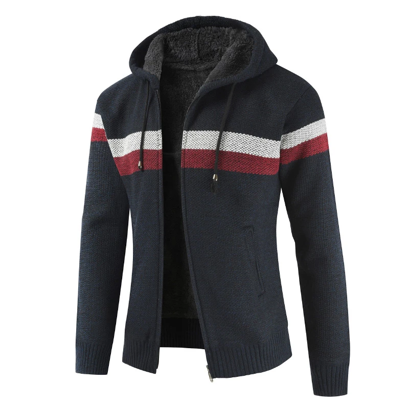 Brand patchwork wool knit zipper sweater drop ship Cardigan winter Male full stand collar warmth men casual top coat plus 3XL Brand patchwork wool knit zipper sweater drop ship Cardigan winter Male full stand collar warmth men casual top coat plus 3XL