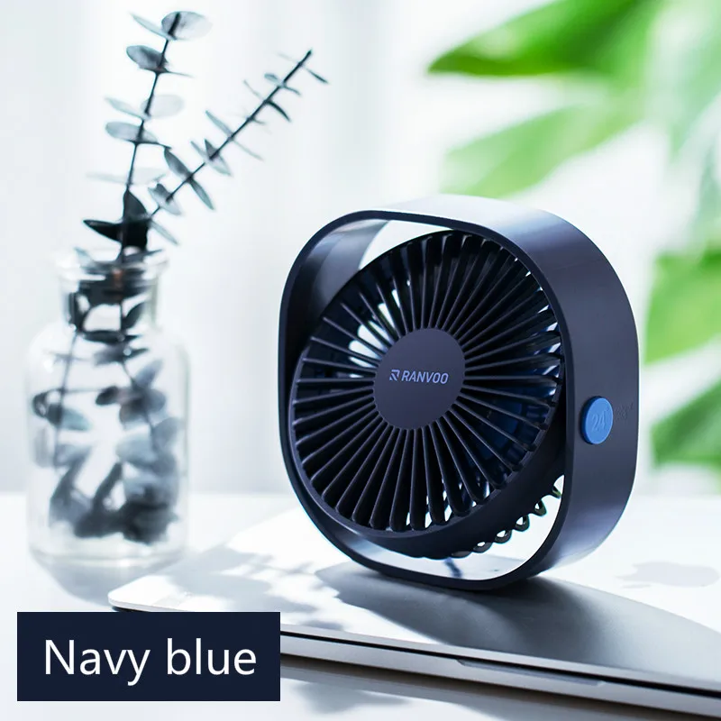 Электрический вентилятор Smart небольшой вентилятор бытовой Трехмерная ветер Desktop Небольшой немой Портативный зарядка через usb мини большой ветер - Цвет: Синий