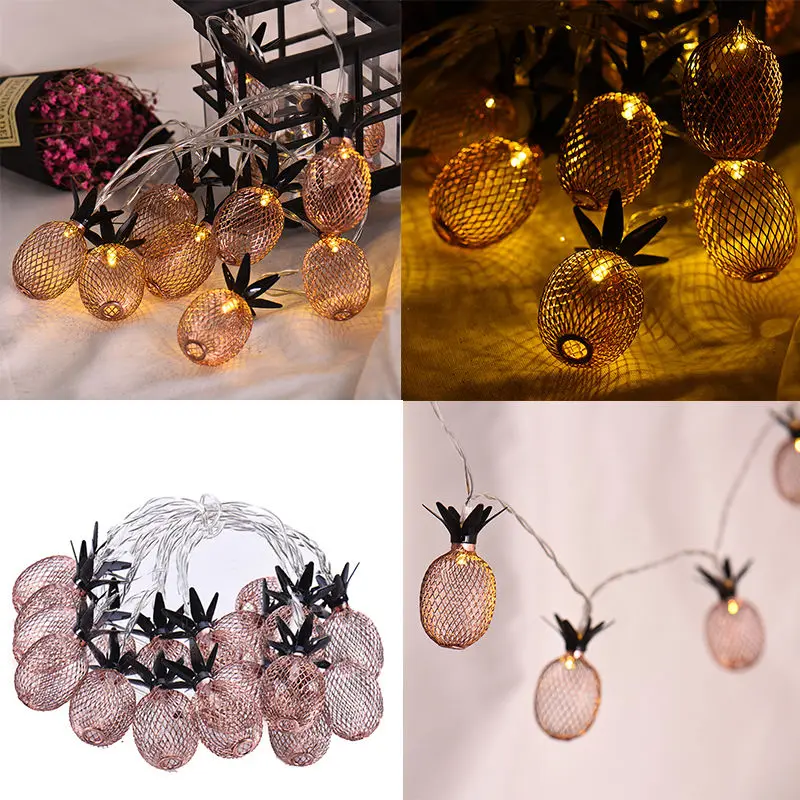 DIY 20 Rose Gold LED String Fairy Pineapple Lights Indoor Christmas Party Room Decor