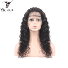 Tdhair глубокая волна Синтетические волосы на кружеве человеческих волос парики для чернокожих Для женщин 130% 150% 180% плотность натуральный Цвет парик с крупными волнами