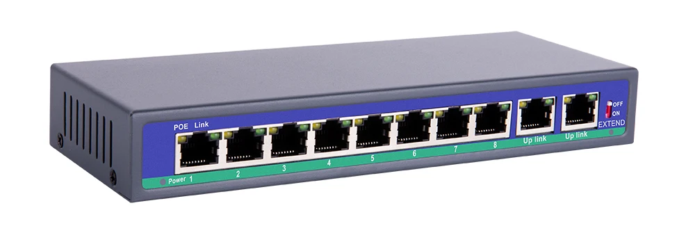 802.3af/at 8CH POE коммутатор 10 портов 10/100 Мбит/с CCTV 250 передача сигнала 8 порт s 1 NVR + Uplink 123 2