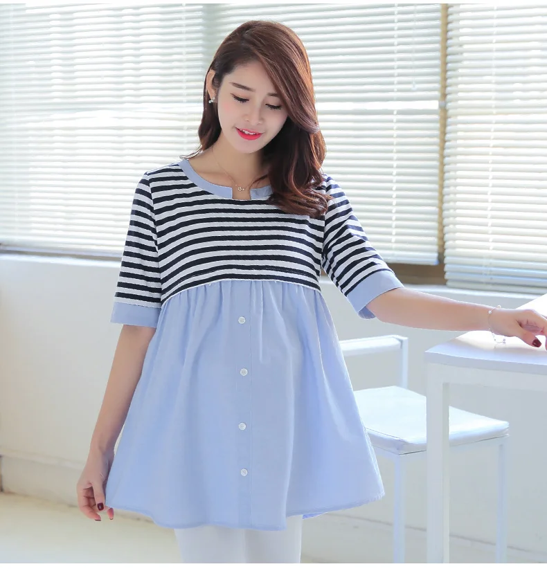 

Afei Tony Women Pregnancy Clothes Maternity Clothing Breastfeeding Tee Nursing Tops Striped Short Sleeve summer fashion T-shirt