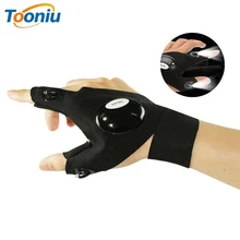 LED flashlight finger light night emergency light cotton outdoor sports gloves night light Used to repair fishing work, etc.