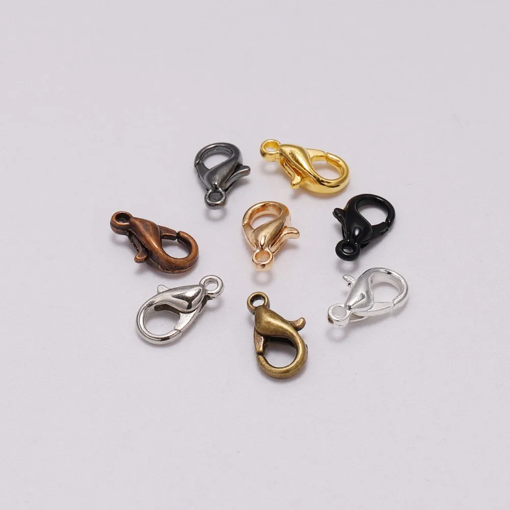 

50pcs/lot 10*5mm Jewelry Findings Lobster Clasp Hooks Silver Gold Black Connector For Necklace Bracelet Chains Jewelry Making