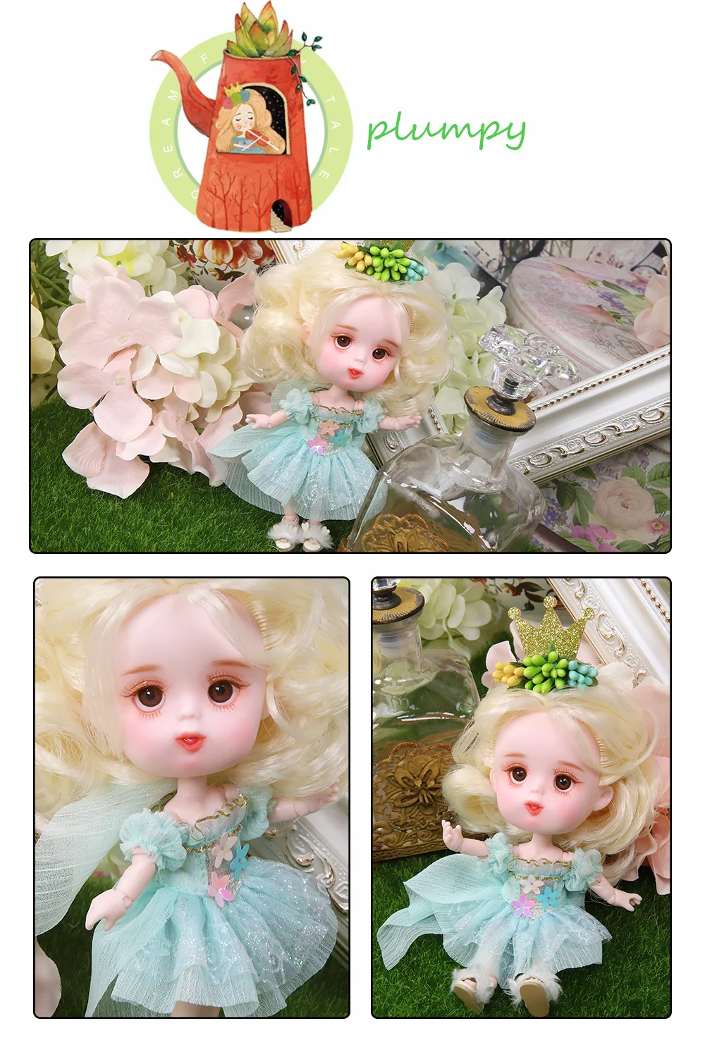 Dream Fairy 1/12 BJD doll 26 joint body ob11 mini doll with clothes shoes 14cm Cute children gift toy, name by DODO