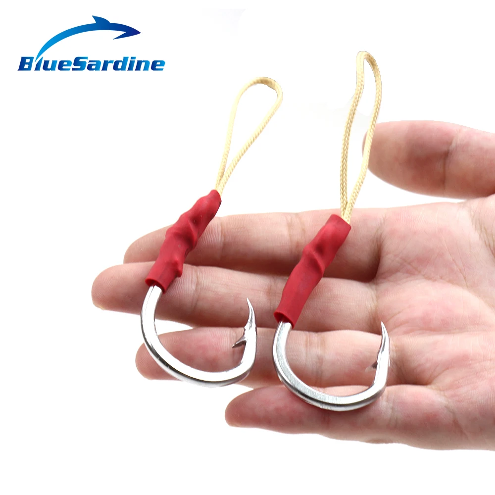 BlueSardine 10PCS 7.6G 10CM Carbon Steel Fishing Hooks with Line Fish