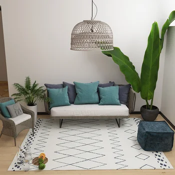 

Morocco style beige white no hair geometric rug ,big size 140*200cm living room printed carpet, Nordic decoration mat SALES