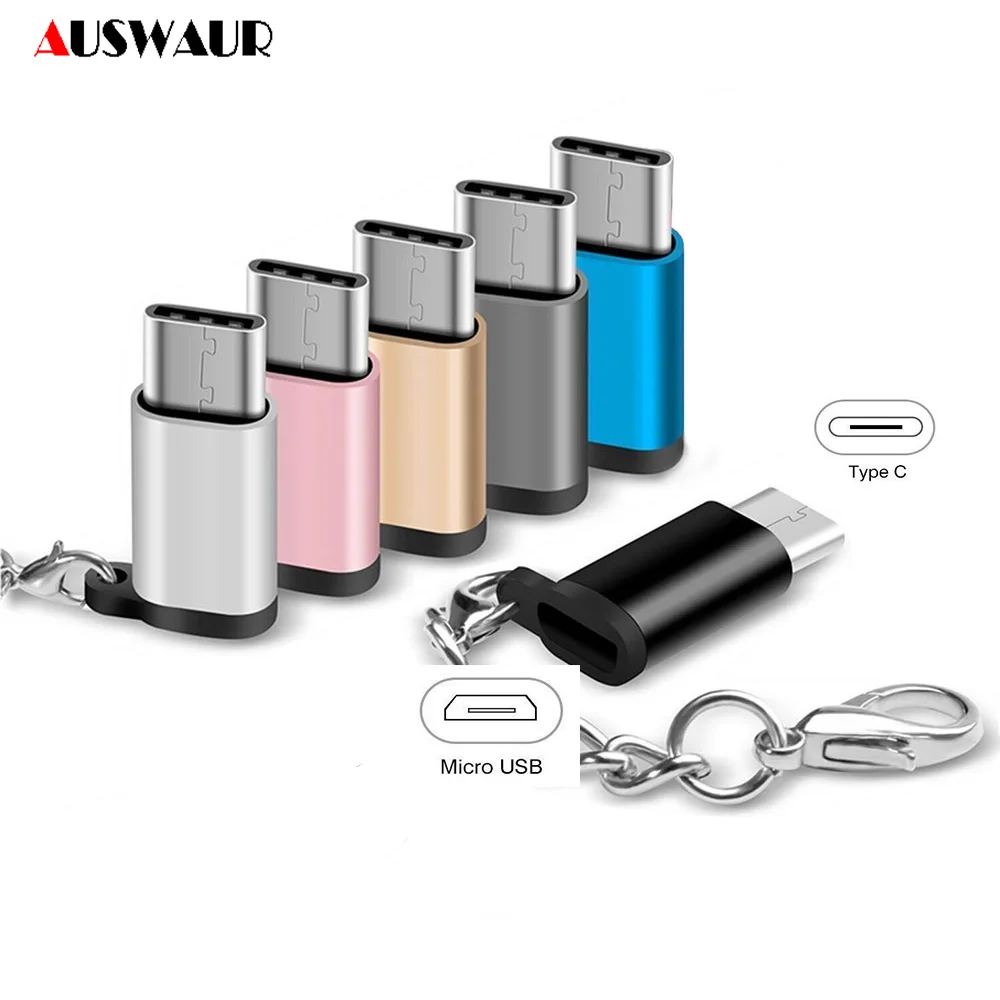Переходник с Micro Usb на Type c из алюминиевого сплава цепью OTG V8 Android USB конвертер Mini