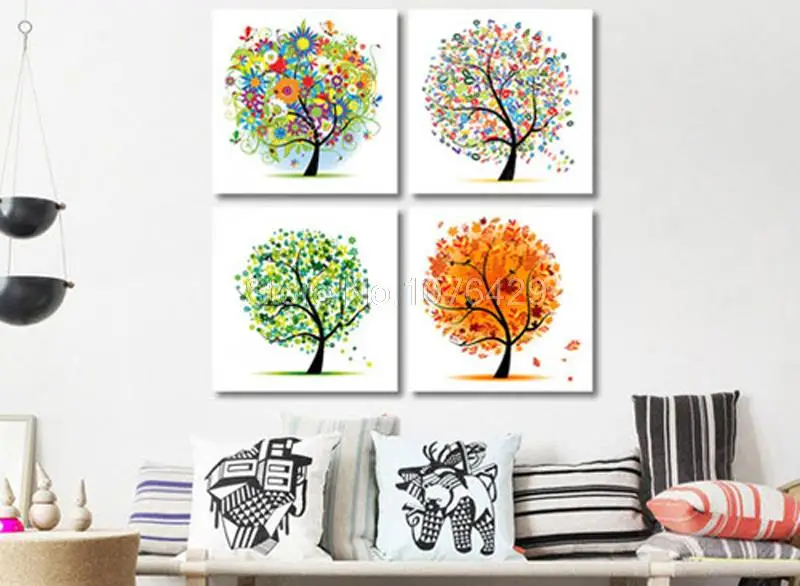 

1 PCS Happy Tree Pachira Modern Minimalist Living Room Bedroom Dining Frameless Decorative Painting 50/60/70 CM