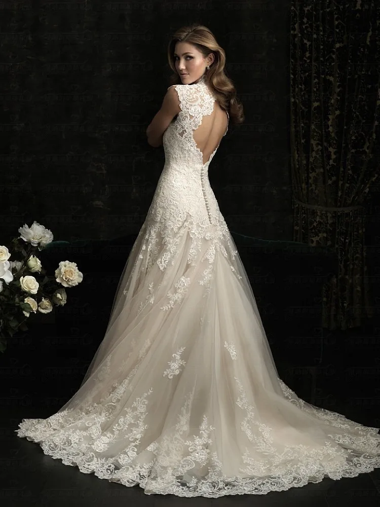 Lace-Wedding-Dress-2015-Backless-Lace-Up-V-Neck-Plus-Size-Beach-Sleeveless-Wedding-Dresses-Custom (2)