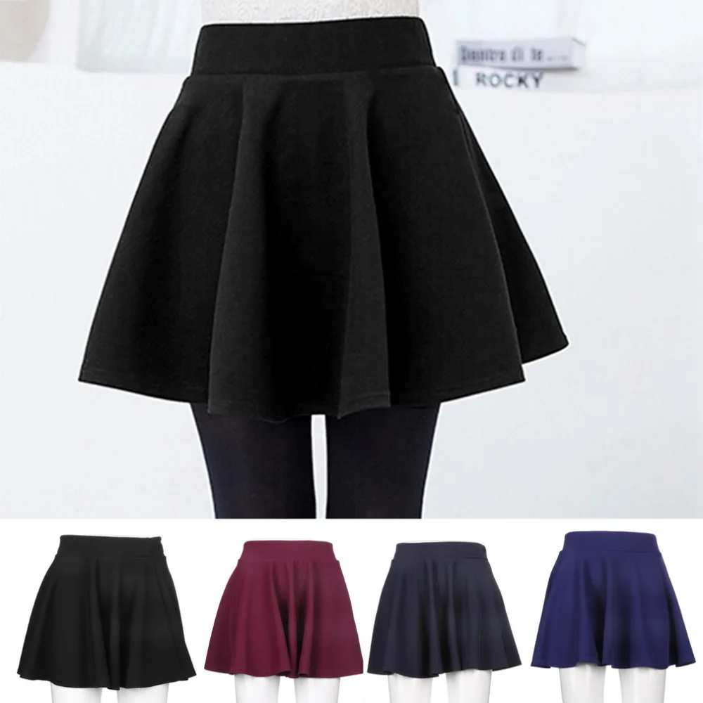 

High Waist Pleated Skirt Mini Skirt Sexy for Girl lady Korean Short Skater Women Bottoms Black Red Blue Winter Summer 2019