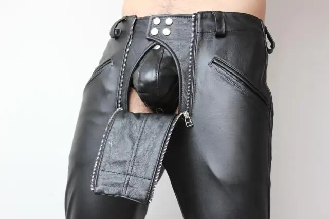 Cowhide Boot Cut Jeans Leather Trousers 