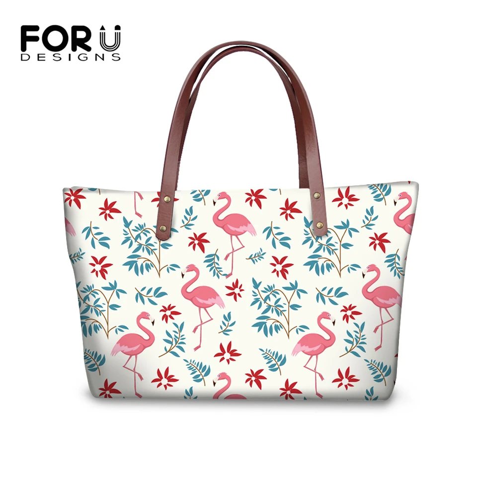 

FORUDESIGNS Fashion Women Tote Handbags Flamingos Prints Pattern Shoulder Handbag Cartoon Girls Large Capacity Girls Totes Bags