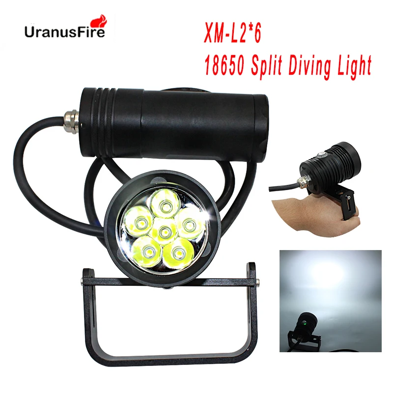  Uranusfire LED Diving Flashlight XM L2 6000lm Scuba Dive Torch 18650 200m Underwater Video 60w Cani - 32946225118