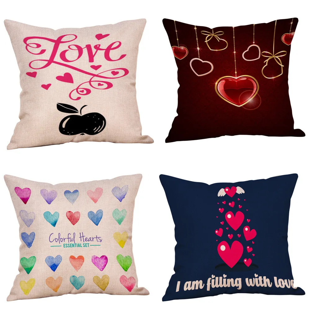 

Gacsidy Store dakimakura 4PC Pillowslip Happy Valentine PillowCases Linen Home Pillow Case
