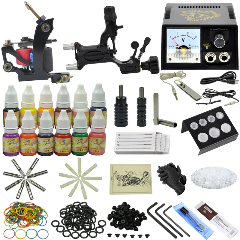 

OPHIR 346 Pcs/Set PRO Complete Tattoo Kits for Body Art Tatoo Rotary Tattoo Machine Gun 12 Color Tattoo Inks & 50 Needles _TA070